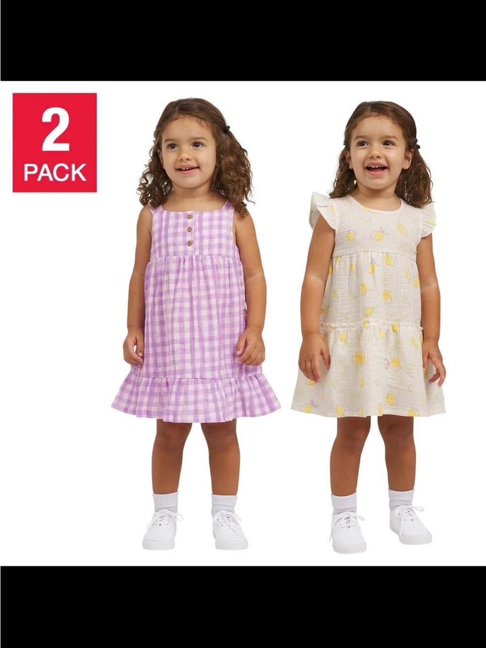 Koala Baby 2-pack Gauze Dress & Diaper Cover Set Purple And Lemons SZ 18 Months